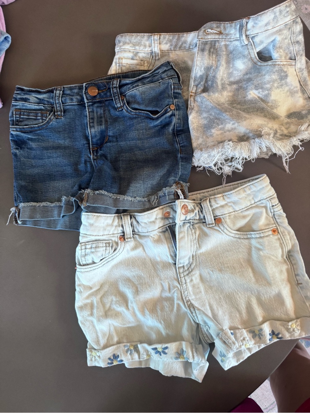 Cat & Jack Girls Denim Shorts Trio - Dark Blue, Light Blue, Bleached Blue